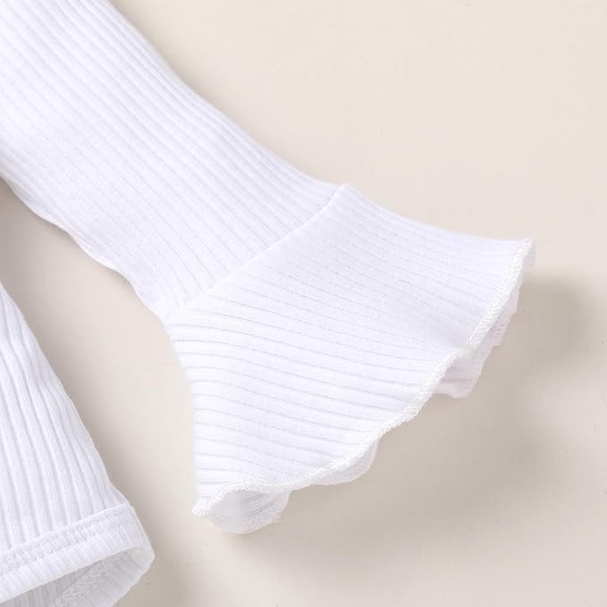 Tiny Cutey Newborn Baby Girl Clothes Bell Sleeve Romper and Corduroy Overalls Shorts Infant Girl Fall Outfits