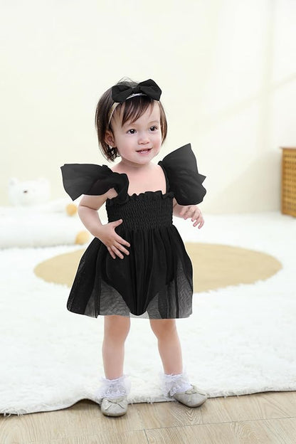 Baby Girl Clothes Infant Tulle Romper Ruffe Sleeveless Bodysuit Baby Girl Outfits Infant Girl Dress 0-18M