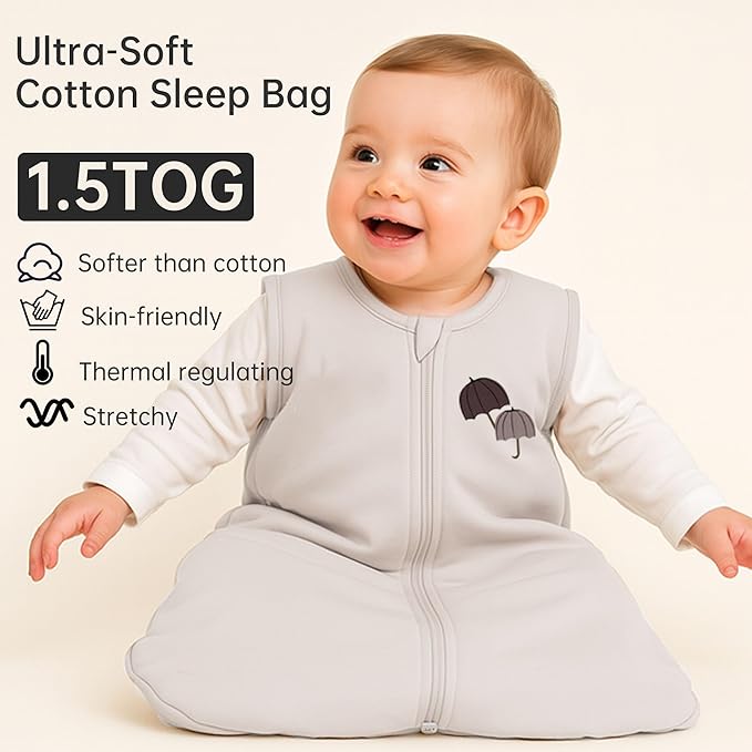 YOHKOH Baby Wearable Blanket, 100% Cotton SleepSack, Swaddle Transition Sleeping Bag, 1.5 TOG