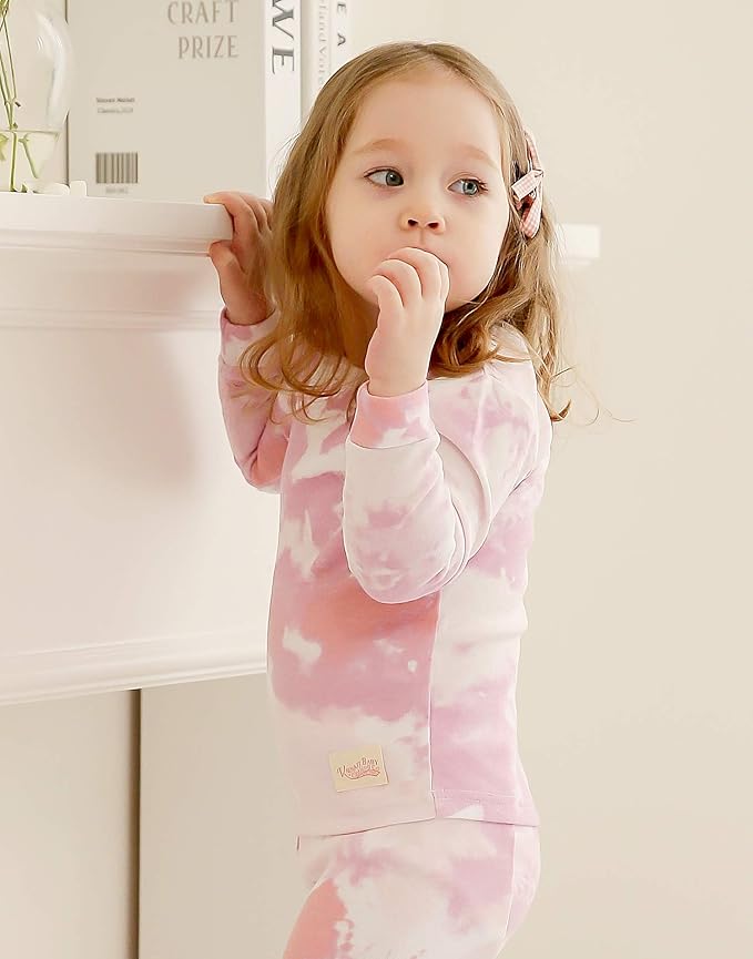 VAENAIT BABY 12M-12Y Toddler Kids Boys Girls 100% Cotton Marbling Tiedye Sung Fit Sleepwear Pajamas 2pcs Pjs Set