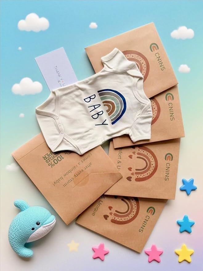Cnins Newborn Baby Bodysuit - Pregnancy Announcement & Infant Loss Gift, Coming Soon & Rainbow Design Coming Home Outfit