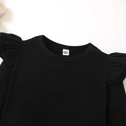 LYSMuch Toddler Baby Girls Long Sleeve Ruffle T Shirt Kids Casual Plain Solid Top Blouse T-Shirt Undershirt