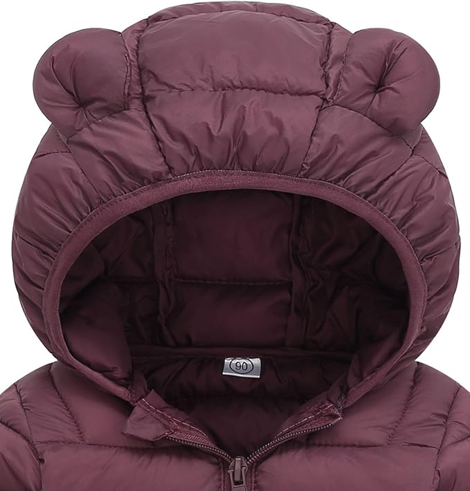 Toddler Winter Coats Puffer Padded Jacket Baby Boys Girls Bear Hoods Down Jacket Light Weight Infant Outerwear