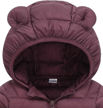 Toddler Winter Coats Puffer Padded Jacket Baby Boys Girls Bear Hoods Down Jacket Light Weight Infant Outerwear