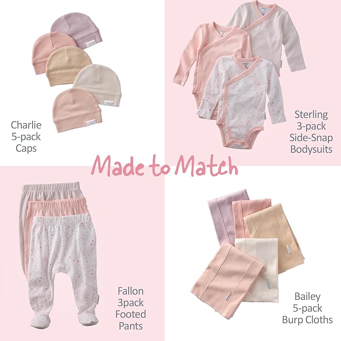 unisex-baby Sterling 3-pack Kimono Bodysuits 100% Organic Cotton Side Snap for Baby Boys & Girls