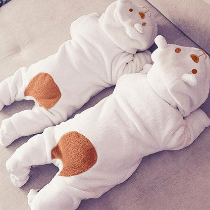 Newborn Baby Bear Fleece Romper One-Piece Footies Jumpsuit Pajama Infant Outfit for Baby Boys Girls