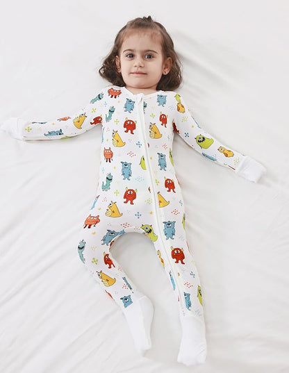 Baby Zippered Rompers Newborn Pajamas Sleepers Long Sleeve Jumpsuits Infant Zipper Romper-Viscose from Bamboo