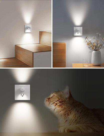 6 Pack Mini LED Night Light Plug in Wall - Dusk to Dawn Auto On/Off, 4000K Cool White 100 Lumen, 360° Adjustable Lighting for Bedroom, Bathroom, Stairs, Kids Room, Hallwayay