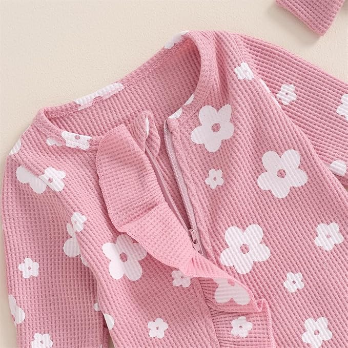 Newborn Baby Girl Fall Winter Outfits Clothes Knit Jumpsuit Ruffle Romper Newborn Coming Home Outfit for Baby Girl