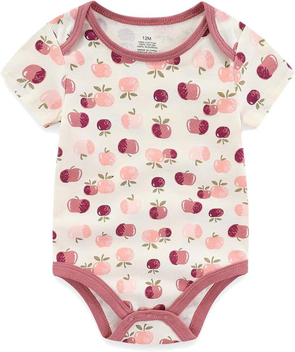 Unisex Baby Cotton Bodysuits 4-pack Short Sleeve Newborn Clothes