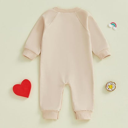 Baby Boy Valentines Outfit Newborn Long Sleeve Onesie Letter Print One Piece Jumpsuit Romper Cute Spring Clothes