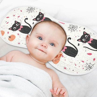 vvfelixl Girly Halloween Cat Burp Cloths for Baby Boy Girls Baby Washcloths Burp Rags 1 Pack