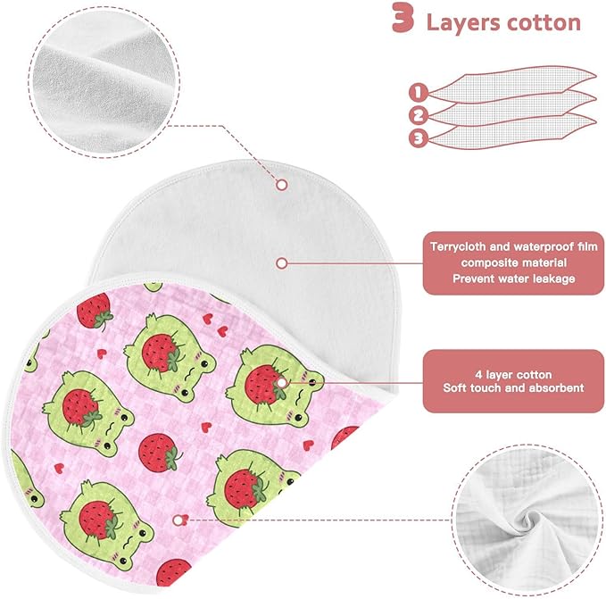 vvfelixl Baby Burp Cloths Cute Frogs Strawberry Baby Newborn Cotton Burping Cloths Set Baby Washcloths 4 Pack