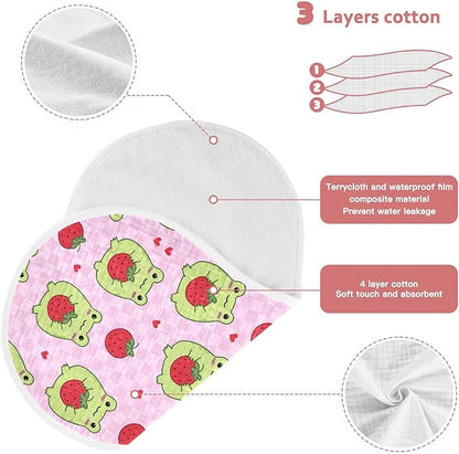 vvfelixl Baby Burp Cloths Cute Frogs Strawberry Baby Newborn Cotton Burping Cloths Set Baby Washcloths 4 Pack