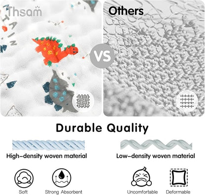 Muslin Burp Cloths 100% Cotton 20''x10'' Hand Washcloths for Baby, Super Soft and Absorbent 6 Layers Baby Burping Cloth for Boys Girls (Dinosaur & Animals, 6 Pack)