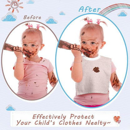 Foaincore 3 Pieces Full Coverage Toddler Bibs Pullover Baby Bibs Absorbent Cotton Terry Towel Toddler