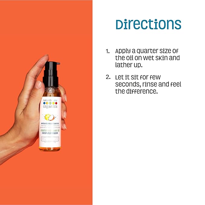 Nature's Baby Gentle Cleansing Bath & Shower Oil Combination For Mom and Baby, Formulated for Dry & Sensitive Skin, No Sulfate, DEA, Preservatives or Paraben, Coconut Pineapple, 4 Oz (2-Pack)