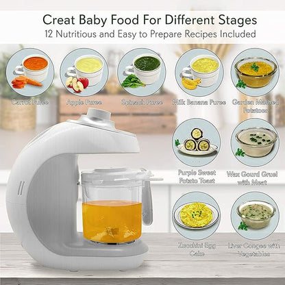 NutriChef Baby Food Maker | 2-in-1 Steam Cooker & Puree Blender | Adjustable Steam Timer | Blend Organic Food for Babies, Infants & Toddlers | Includes Dishwasher Safe Steam Basket & Bowl