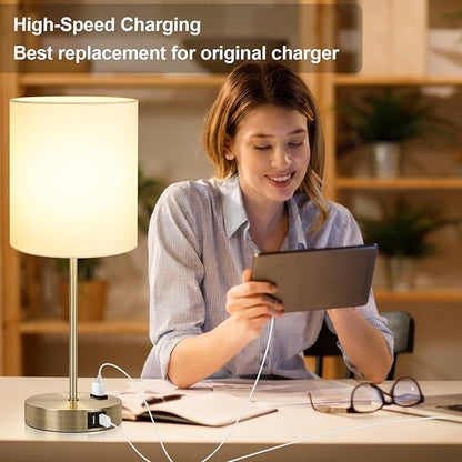 Lynnoland Set of 2 Touch Control Table Lamps with 2 USB & AC Outlet, 3-Way Dimmable Bedside Nightstand Lamps for Bedroom Living Room Nursery, 800 Lumens 3000K Warmlight Bulbs Included