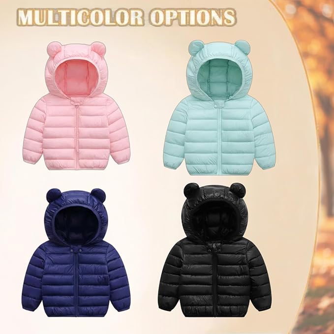 Baby Hooded Zip-Up Winter Coats Light Puffer Down Jacket for Baby Boys Girls Kids Toddler Infants Outerwear