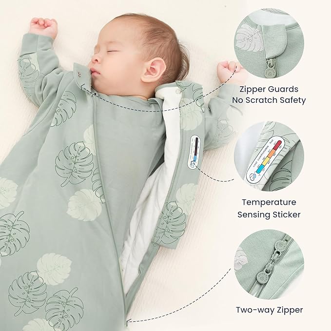 Unisex Sleeping Bag for Babies and Toddlers 1.0 Tog Sleep Sack 0-6 Months, Newborn Sleep Sack, Wearable Blanket Baby, One Piece Long Sleeves, Gifts for Baby