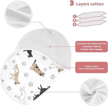 2 Pack Muslin Burp Cloths German Dogs Paw White Cotton Baby Burp Cloths Ultra Absorbent Soft Thick Burping Cloth for Newborn Babies 22x11 Inch