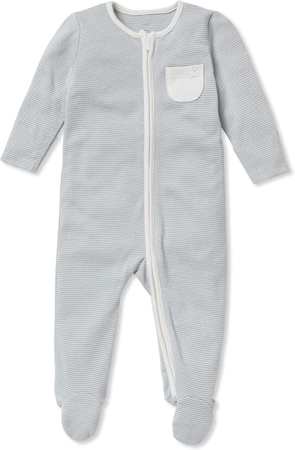MORI Baby Unisex Clever Pajamas with Two Way Zip - Comfort Breathable Jumpsuit Footed Nightwear for Toddler Boys and Girls