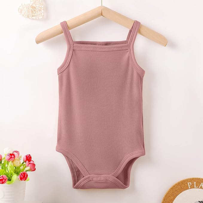 OPAWO Onsies for Baby Girls' Bodysuits 3 Pack Neutral Baby Clothes Spaghetti Strap & Long Sleeve Fall Baby Undershirt 0-2T