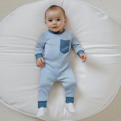 VISGOGO Newborn Infant Baby Boy Waffle Cotton Romper Clothes Onesie Stripe Jumpsuit 0 3 6 12 18 Months Long Sleeve Outfits