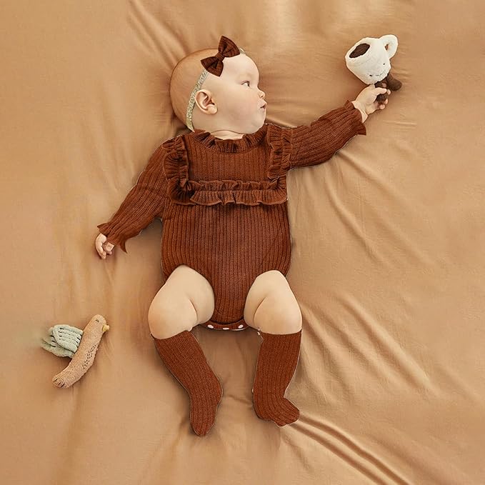 GRNSHTS Newborn Baby Girl Clothes Ruffle Rompers Toddler Fall Outfits for Girls Set Little Girl Fall Winter Clothing