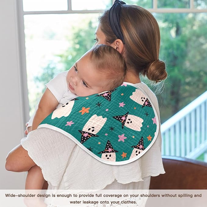 vvfelixl Halloween Ghosts Burp Cloths for Baby Boy Girls Baby Washcloths Burp Rags 1 Pack