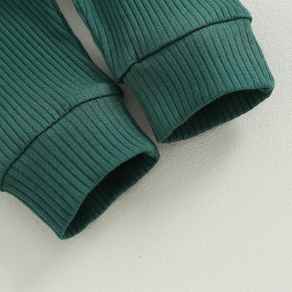 Newborn Baby Boy Girl Clothes Ribbed Knitted Long Sleeve Romper Pants Solid Cotton Infant Fall Winter Outfits 2Pcs