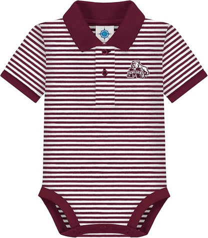 Creative Knitwear College Baby Striped Polo Bodysuit - Team Logo, Multiple Colors, for Boys & Girls (0-12 Months)