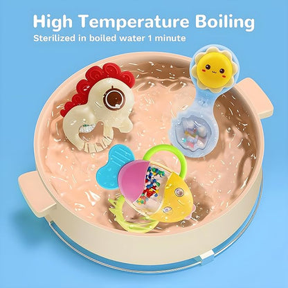 MOONTOY 12pcs Baby Rattles for Babies 0-6 Months Teething Toys 3-6 Months, Newborn Infant Teethers Baby Toys 6-12 Months, Montessori Baby Easter Basket Stuffers Gifts 1 2 3 4 5 6 7 9 10 Month Boy Girl