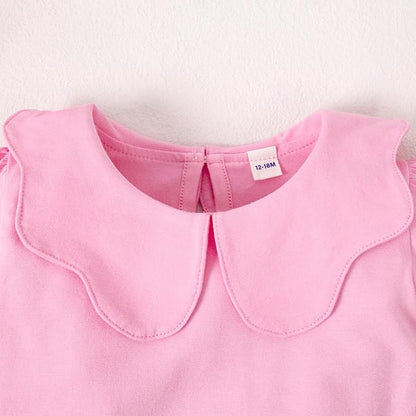 0-24M Infant Girls Ruffle Collar Bodysuit Baby Girl Casual Romper Toddler Solid Color Jumpsuit Winter Clothes