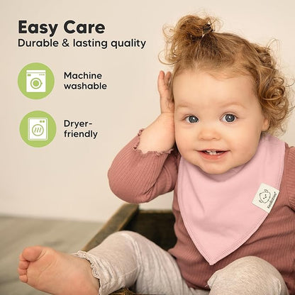 KeaBabies 8-Pack Organic Baby Bandana Bibs for Girls - Super Absorbent Triangle Baby Bibs for Drooling and Teething Infant, 100% Cotton Extra Soft for Newborn, Infant 0-36 Months (Dew)