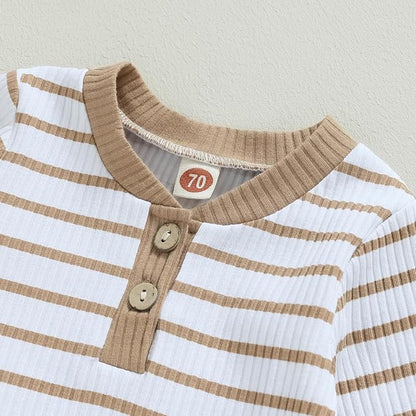 Newborn Baby Boy Girl Clothes Ribbed Knitted Long Sleeve Romper Pants Solid Cotton Infant Fall Winter Outfits 2Pcs