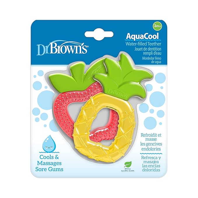 Dr. Brown's AquaCool Water-Filled Teether, Cooling Baby Teether Toy for Sore Gums, Apple Pineapple, BPA Free, 3m+, 2-Pack