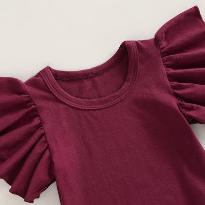 Newborn Infant Baby Girl Solid Ruffle Romper Bodysuit Jumpsuit Casual Clothes One Piece Outfit