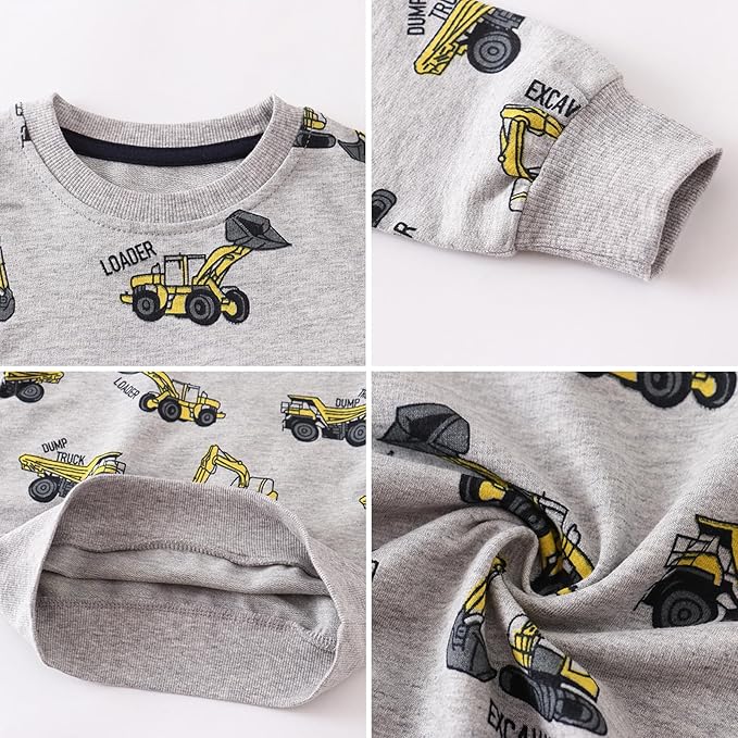 BeiVSlley Toddler Boys 3 Pack Cotton Pullover Crewneck Sweatshirt Long Sleeve Cartoon Shirt Sweaters Tops