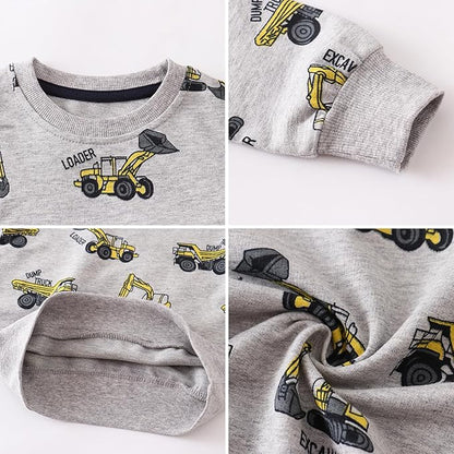BeiVSlley Toddler Boys 3 Pack Cotton Pullover Crewneck Sweatshirt Long Sleeve Cartoon Shirt Sweaters Tops