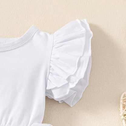 Baby Girl Clothes Infant Ruffle Sleeve Romper Dress Newborn Solid Tutu Skirt Sets Jumpsuit Headband Outfit