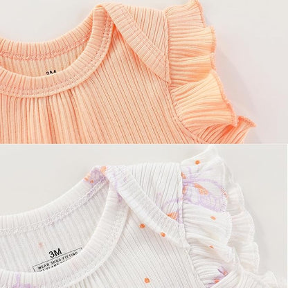 Baby Bodysuit 6 Pack Soft Mixed Ribbed Short Sleeve Romper Infant Boy Girl Clothes Set