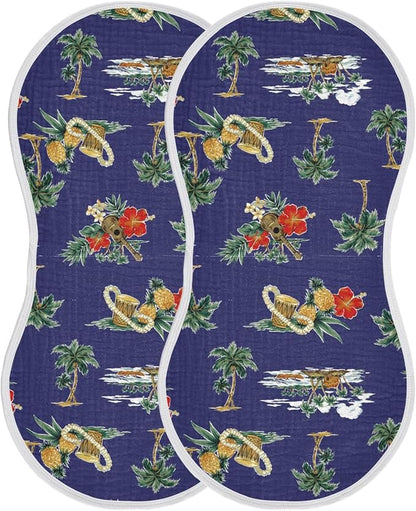 vvfelixl Muslin Burp Cloths Hibiscus Palm Hawaii Music Baby Washcloths for Baby Girl Boys 2 Pack