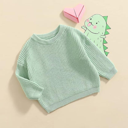 Newborn Baby Boy Girl Knit Sweater Long Sleeve Solid Winter Warm Sweatshirt Top Outfit Infant Toddler Fall Clothes