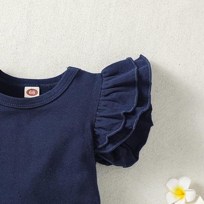 Baby Girl Solid Color Romper Infant Ruffle Sleeve Bodysuit One Piece Outfit Toddler Jumpsuit clothes