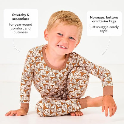 Little Sleepies Two-Piece Pajama Set for Boys & Girls, Soft Viscose from Bamboo Toddler Pajamas for Kids, Family Matching PJs