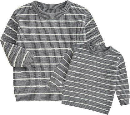 Mommy and Me Sweater Matching Family Outfit Long Sleeve Knit Sweater Pullover Mom and Baby Clothes