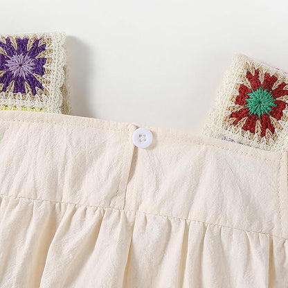 Baby Girl Romper Fall Clothes Ruffle Sleeveless Onesie Crochet Floral Bubble Romper Infant Bodysuit Boho Outfit