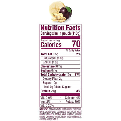 Happy Baby Organics Stage 2 Baby Food Pouches, Gluten Free, Vegan & Healthy Snack, Clearly Crafted Fruit & Veggie Puree, Apples, Bananas, Plums & Granola, 4 Ounces (Pack of 16)